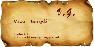 Vidor Gergő névjegykártya